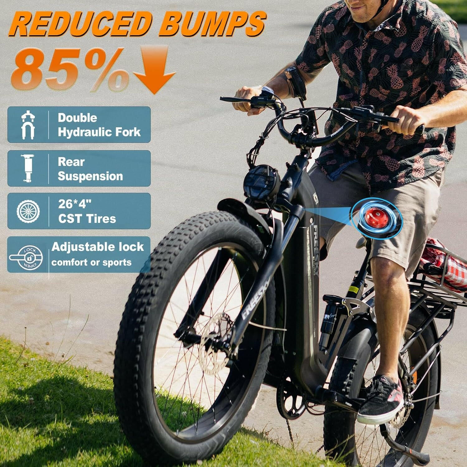 Electric bike with durable fat tires designed for enhanced off-road performance and superior traction.