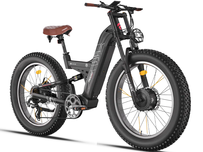 Electric bike with dual motor system designed for all terrain riding, offering enhanced performance and durability.