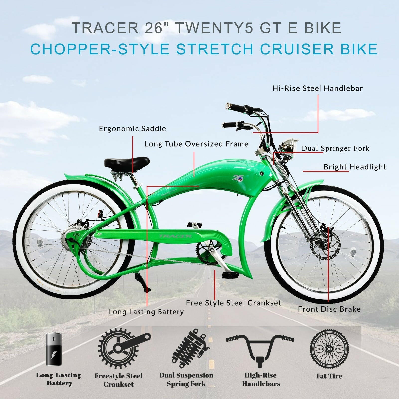 Electric Cruiser Bike by EV Power Rides showcasing sleek design and powerful performance for eco-friendly commuting.