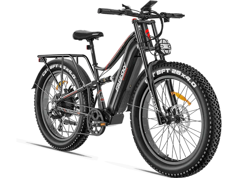 Electric bike featuring a fat tire design, all terrain capability, powered by a 1000w motor for superior performance.