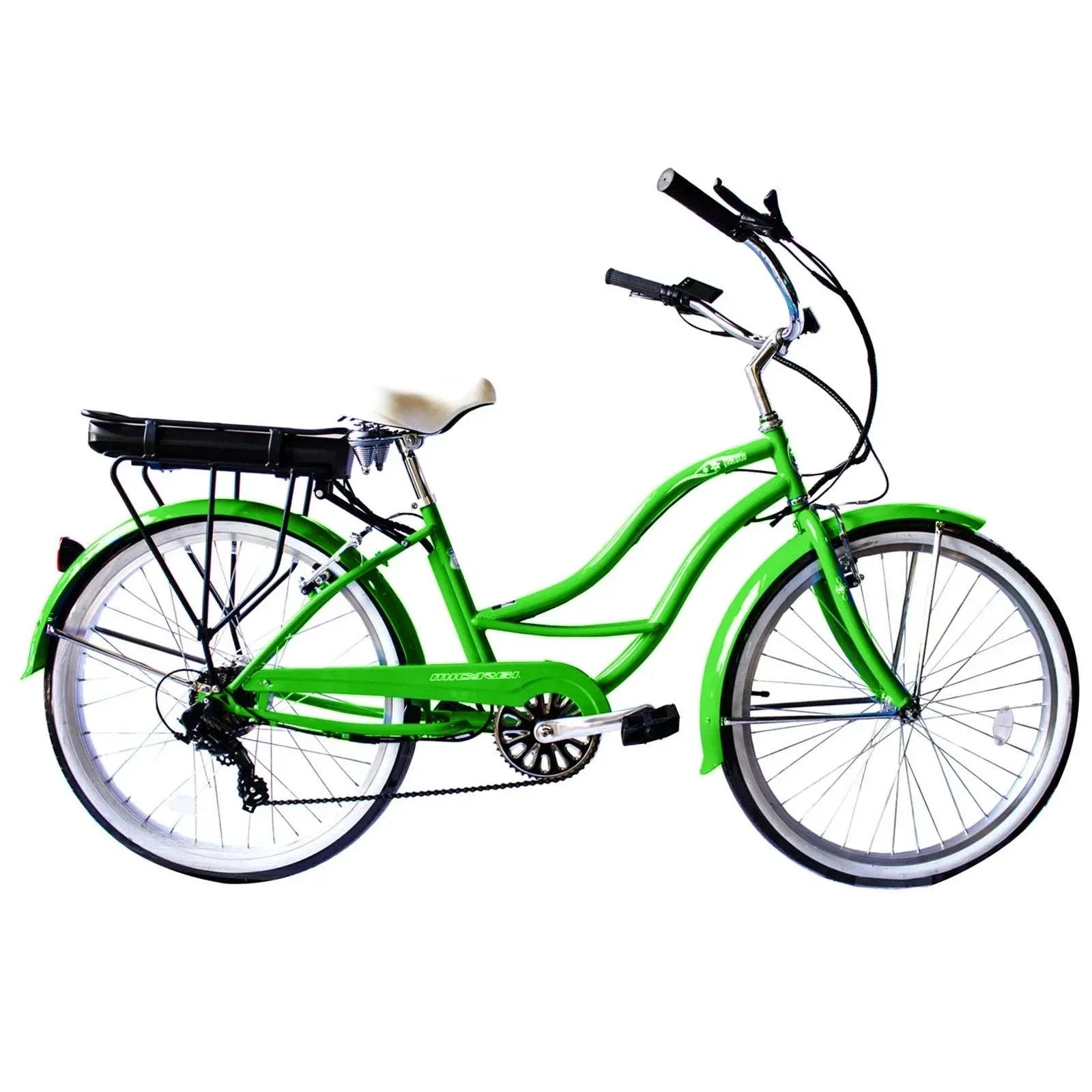 Electric cruiser bicycle designed for optimal performance on sandy shores, combining style and functionality.