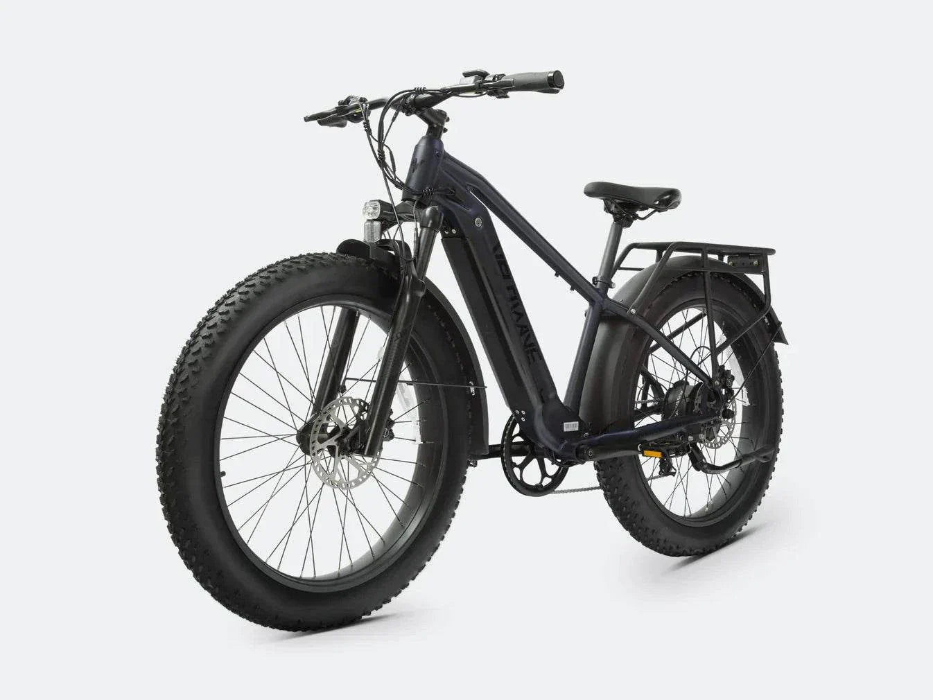 Fat tire electric bike with step thru design, ideal for comfortable and versatile riding on various terrains