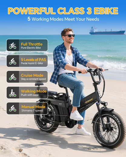 TESWAY X7 PRO 48V 60Ah 200 Miles Long-Range Cargo Ebike