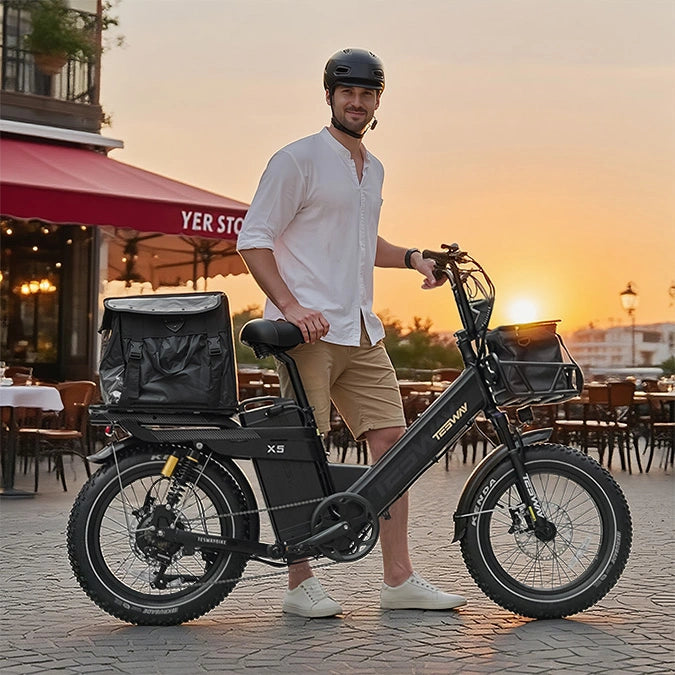 TESWAY X5 PRO Step Thru Cargo E-Bike | Family Friendly